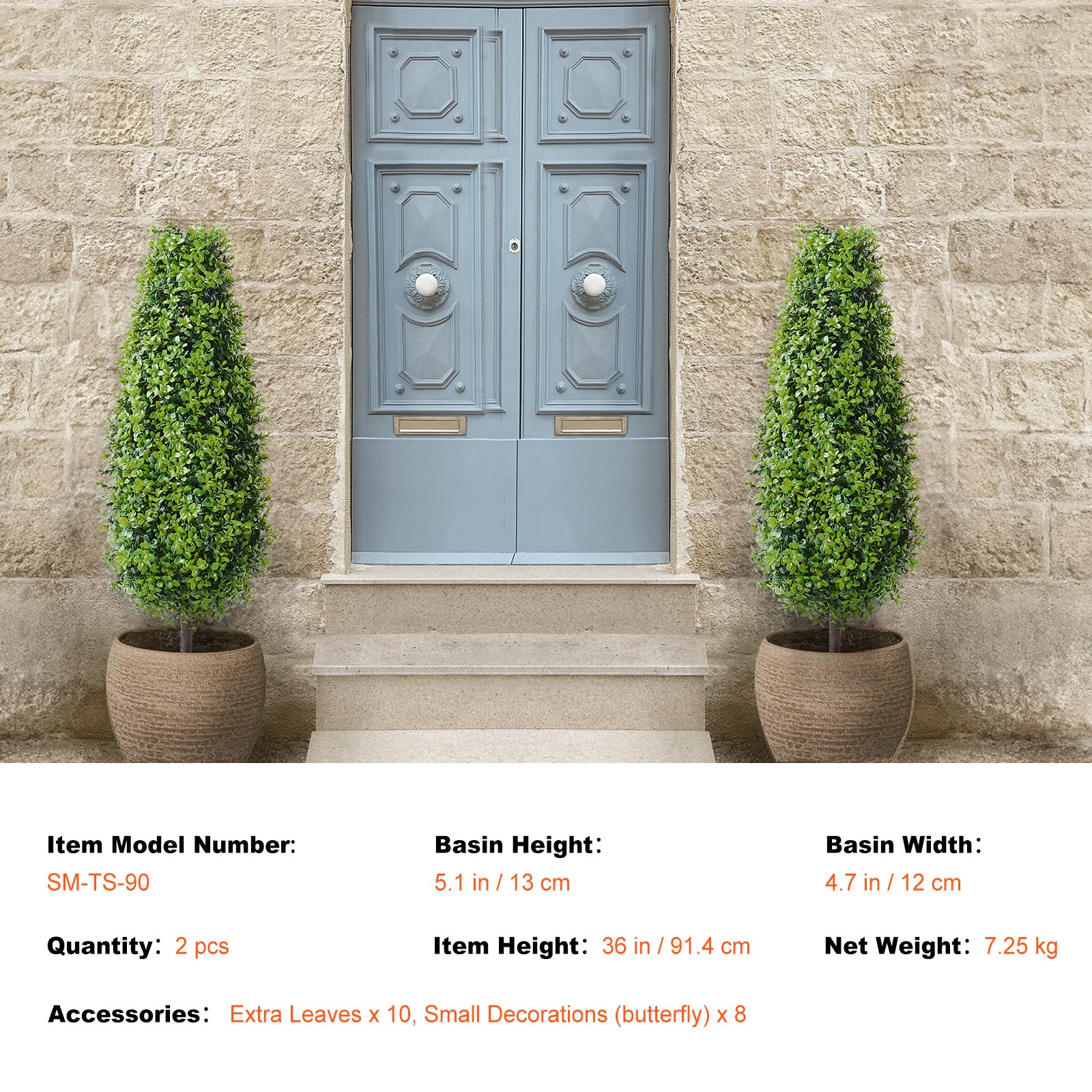 2 Pack 3' Artificial Boxwood Topiary Tree Plant UV Decor In/Outdoor_voghion.com